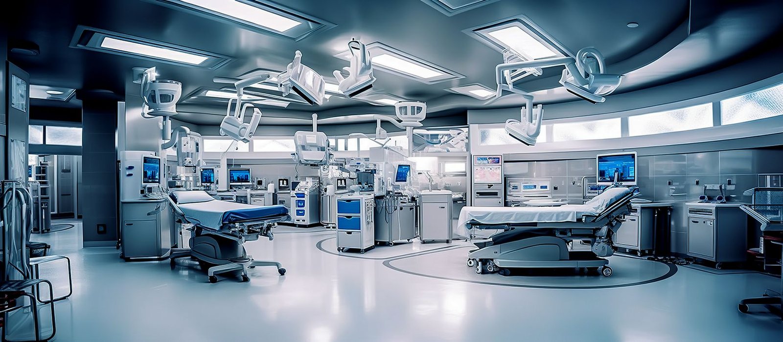 Modern operating theatre with installed equipment